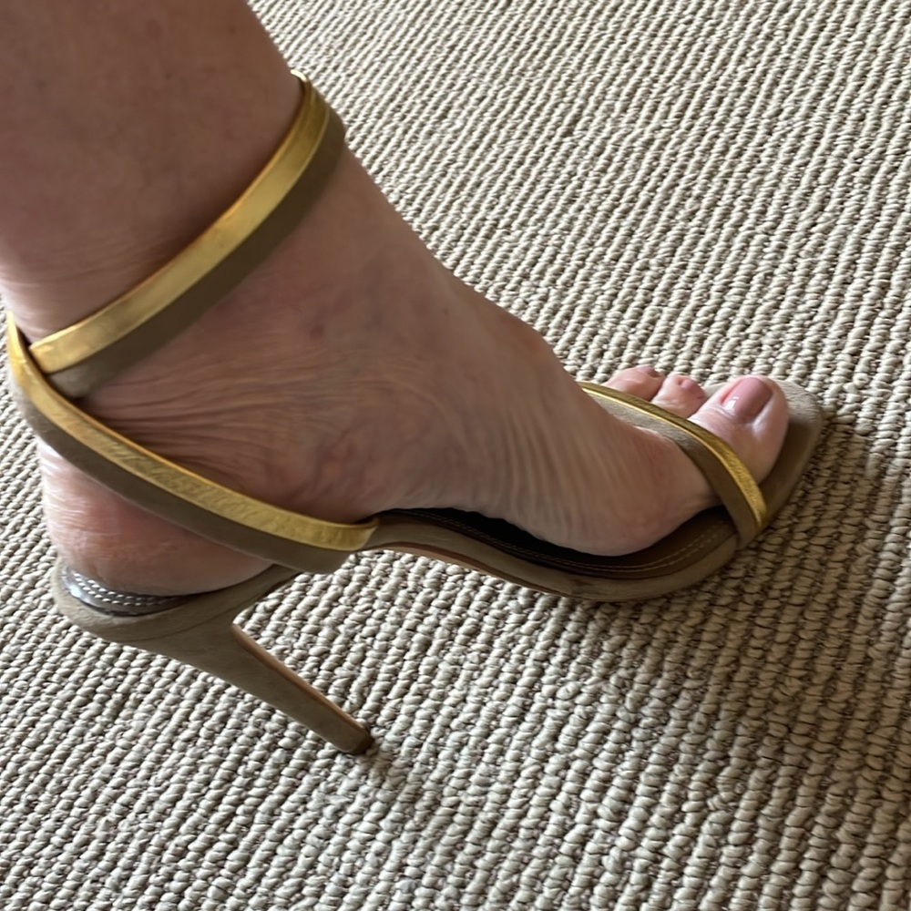 Ralph Lauren purple label beige and gold heels